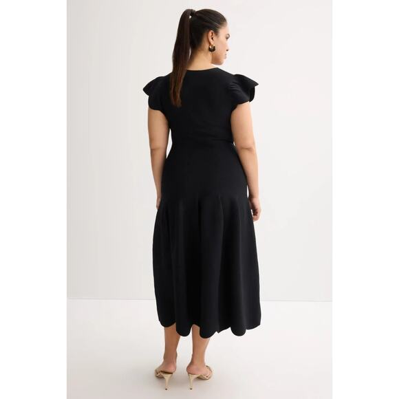 ULLA JOHNSON Yvette V Neck Short Sleeve A Line Midi Dress Size M Orig Price $750 - Picture 3 of 10